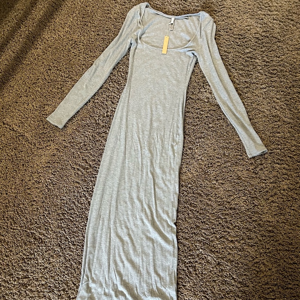SKIMS Soft Lounge Long Sleeve Dress, Grey Never Worn; with tags